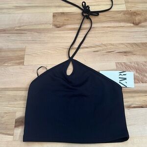 🆕 Zara Black Ribbed Halter Top - NWT